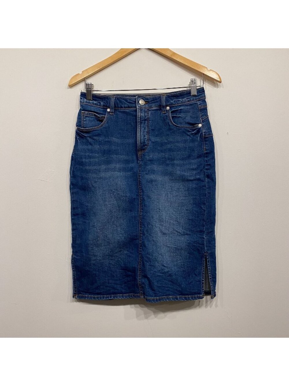 Hema Blue Shaping Midi Pencil Skirt Size Small